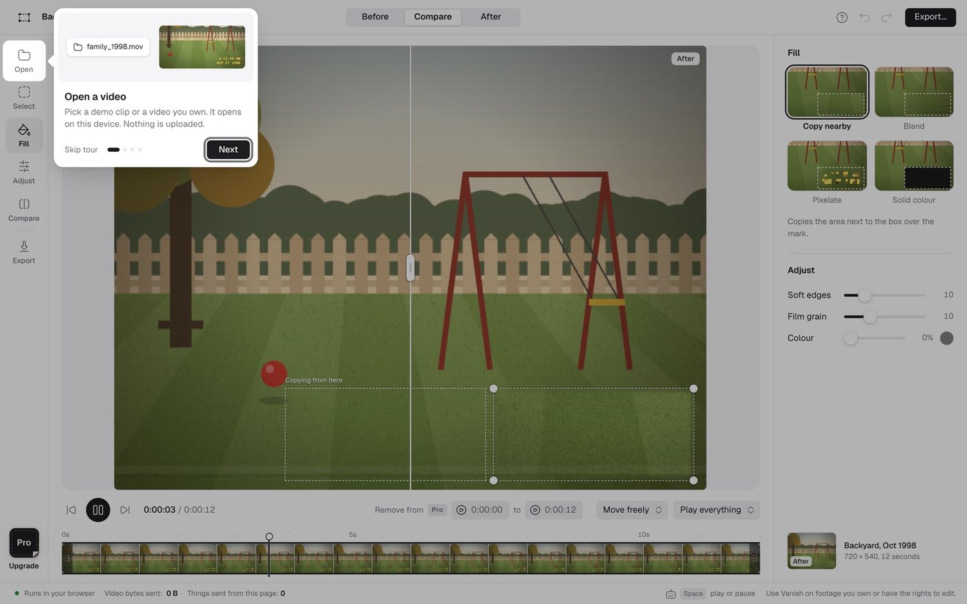 First-visit coach marks: four short steps, replayable from help